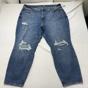 Old Navy Women's 20 High Rise Curvy O.G. Straight Ripped Blue Jeans (40x28)